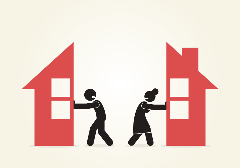 couple diving the house